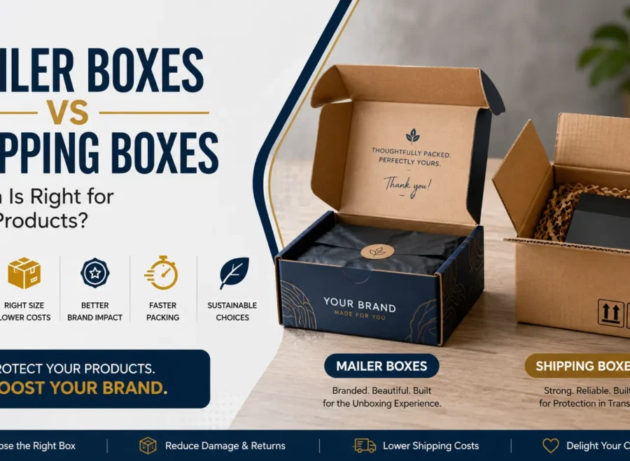 Mailer boxes vs shipping boxes for ecommerce products, branding, protection and UK delivery