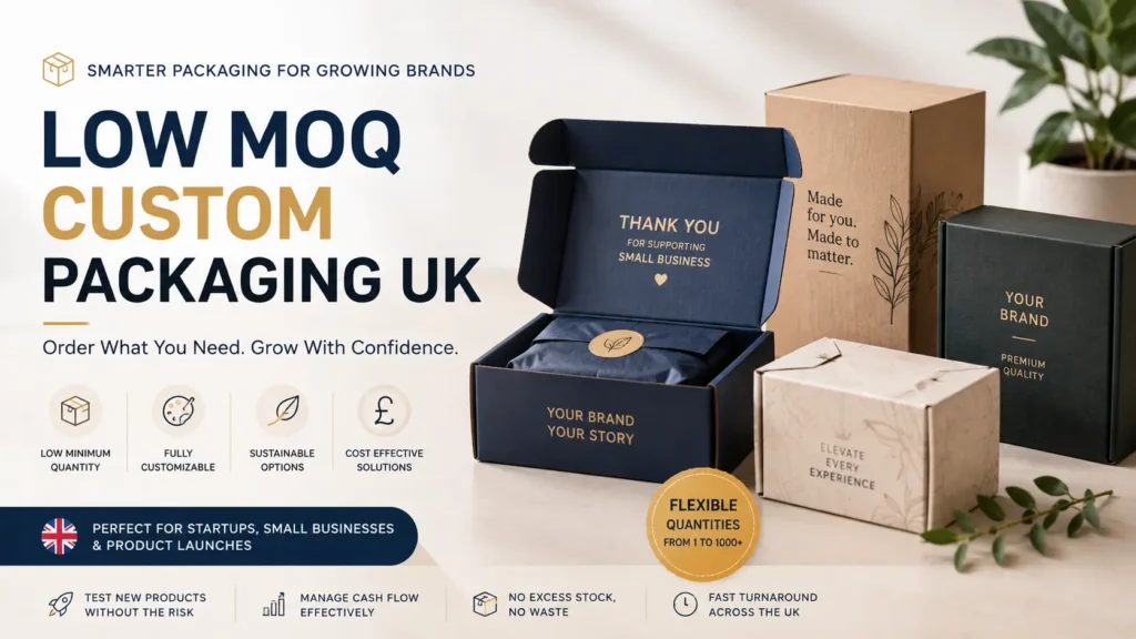 Low MOQ custom packaging boxes for UK startups and small businesses