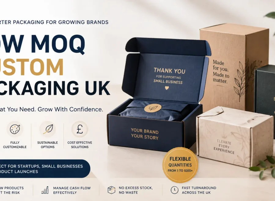 Low MOQ custom packaging boxes for UK startups and small businesses