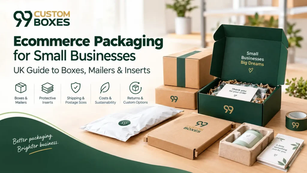 Ecommerce packaging for small businesses with boxes, mailers and inserts in the UK