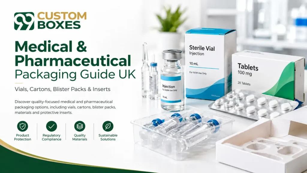 Medical & pharmaceutical packaging with vials, blister packs, cartons and protective inserts