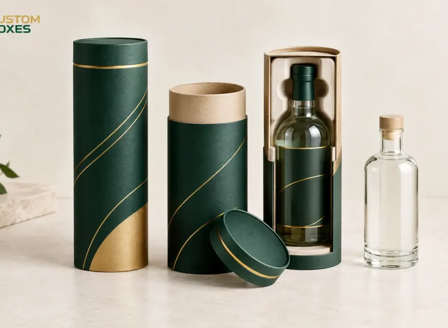 Custom tubes for bottles with printed branding and fitted lids